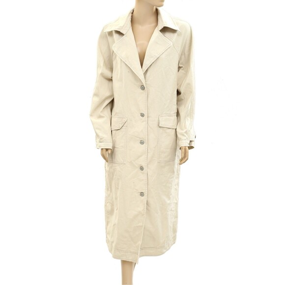 Free People We The Free Perry Military Duster Coat Jacket Top Cotton M 278612 - Picture 5 of 8